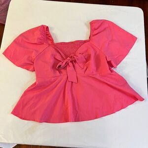 Shein Curve 3XL Super Cute Pink Ruffle Top Tie Front Like New